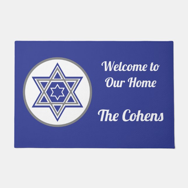 "Welcome to Our Home" Star of David Custom Doormat (Front)
