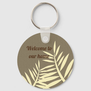 Welcome to Our Home Vacation Rental Beach Brown Keychain