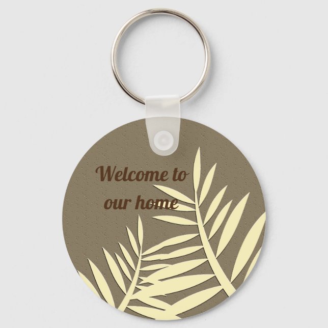 Welcome to Our Home Vacation Rental Beach Brown Keychain (Front)