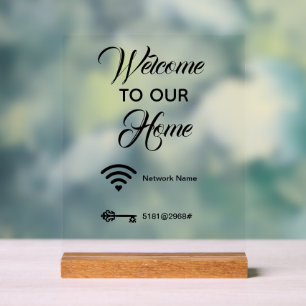 Welcome to our home wifi password elegant acrylic sign