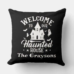 Welcome To Our House Halloween Spooky Decor Throw Pillow