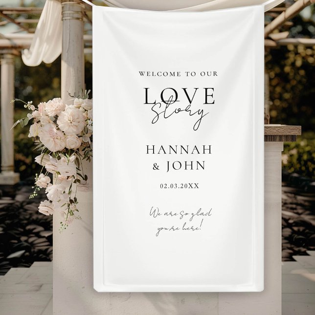 Welcome to our Love-Story! Elegant, modern,  Banner (Welcome to our Love-Story! Elegant, Modern, Handwriting, Wedding Banner with your Name & Date.)