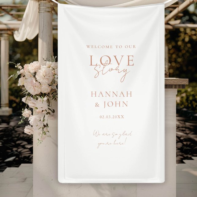 Welcome to our Love-Story! Elegant, modern,  Banner (Welcome to our Love-Story! Elegant, Modern, Handwriting, Wedding Banner with your Name & Date.)