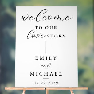 Welcome To Our Love Story Elegant Modern Wedding Acrylic Sign