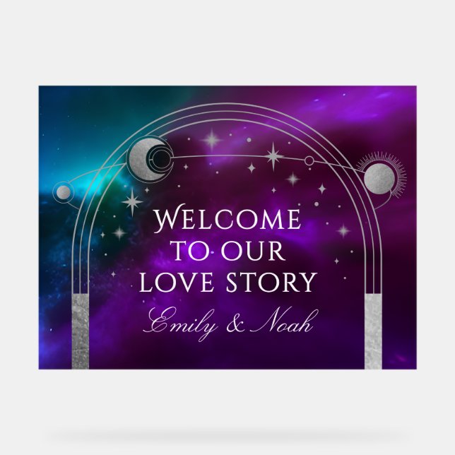 Welcome To Our Love Story Purple Teal Celestial (Recto)