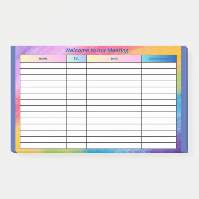 WELCOME TO OUR MEETING POST-IT NOTES (Front)