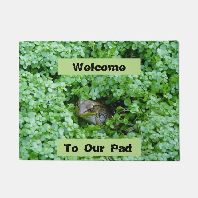 Welcome To Our Pad Green Frog Doormat (Front)
