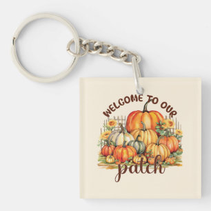 Welcome to Our Patch – Cozy Pumpkin Patch Keychain