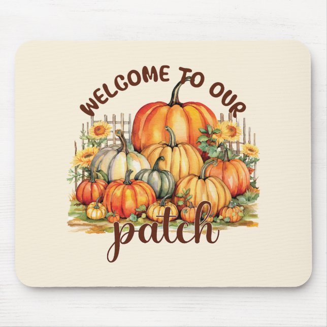Welcome to Our Patch – Cozy Pumpkin Patch Mouse Pad (Front)