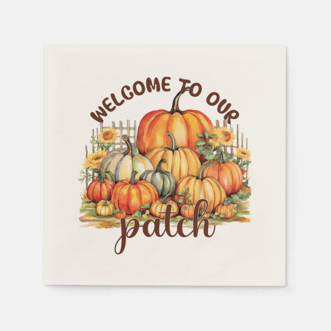 Welcome to Our Patch – Cozy Pumpkin Patch Napkin (Front)