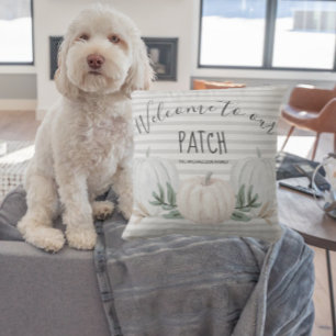 Welcome to our Patch Stripes and Pumpkins Fall Throw Pillow