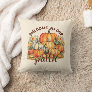 Welcome To Our Patch Throw Pillow
