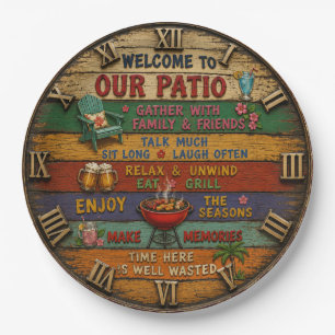 Welcome to Our Patio Backyard BBQ Farmhouse Decor Paper Plate