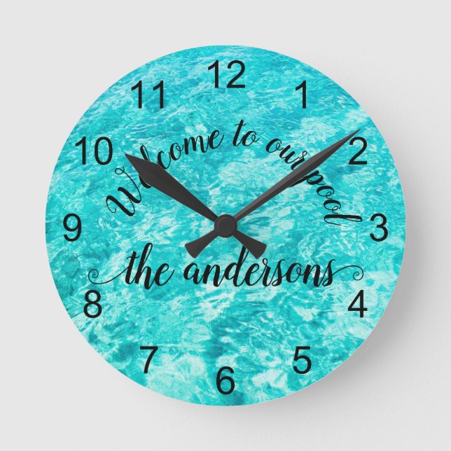 Welcome to our Pool Calligraphy Handwritten Round Clock (Front)