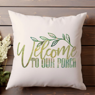 Welcome to our Porch Green Floral Fun Outdoor Pill Pillow
