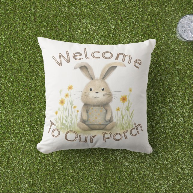 Welcome to our porch outdoor pillow (Grass)