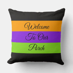 Welcome To Our Porch / Tier / Halloween Colours / Throw Pillow