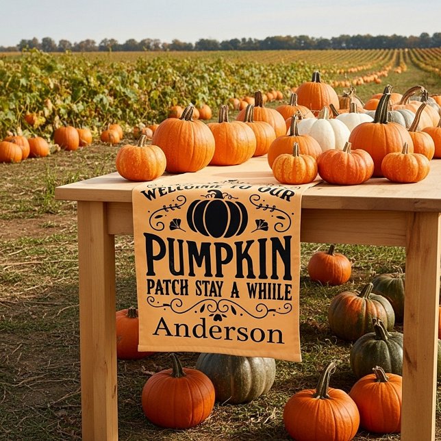 Welcome to our pumpkin patch personalized long table runner (Creator Uploaded)