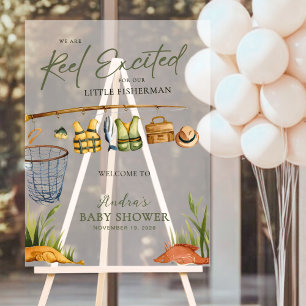 Welcome to our Reel Excited Little Fisherman Baby  Acrylic Sign