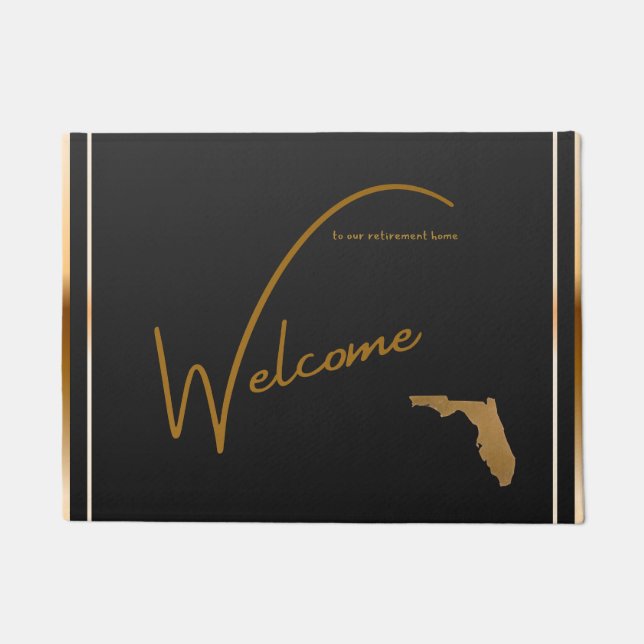 Welcome to our retirement home Florida state map Doormat (Front)