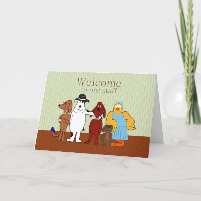 Welcome to Our Staff, Humourous, Cartoon Animals Card (Front)