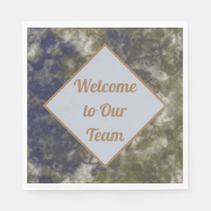 Welcome to Our Team Blue Gold Abstract Business Napkin