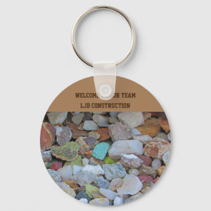 Welcome to Our Team Colourful Rock Photo Employee Keychain