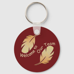 Welcome to Our Team Double Feather Design Keychain