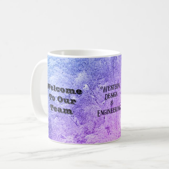 Welcome To Our Team Marbled Blue Pink Office Coffee Mug (Front Left)