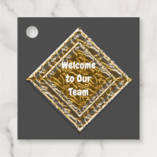 Welcome to Our Team Metallic Gold Silver Diamond Favour Tags