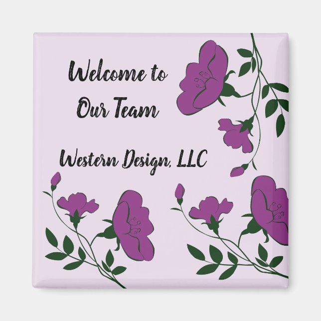 Welcome to Our Team Purple Floral New Employee Magnet (Front)