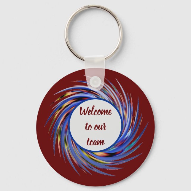 Welcome to Our Team Spiral Pattern New Employee Keychain (Front)