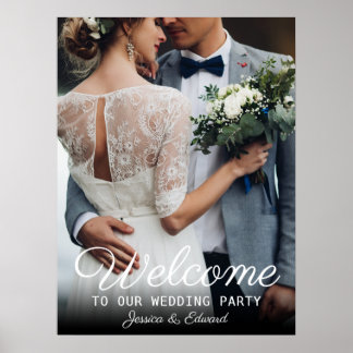 Welcome To Our Wedding Black White Chic Reception  Poster