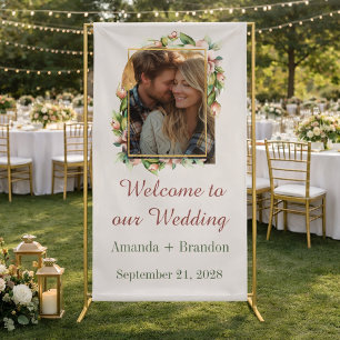 Welcome to our Wedding Boho Floral Arch Photo Banner