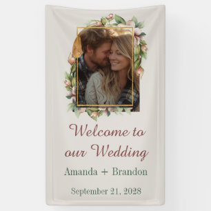 Welcome to our Wedding Boho Floral Arch Photo Banner