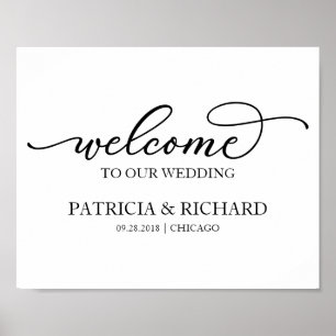 Welcome To Our Wedding Chic Black Script Poster