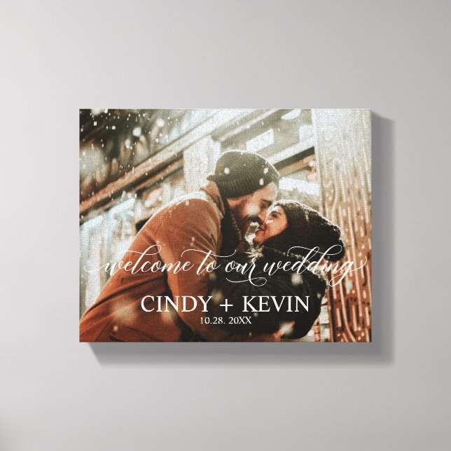 Welcome to Our Wedding Custom Wedding Bride Groom Canvas Print (Front)