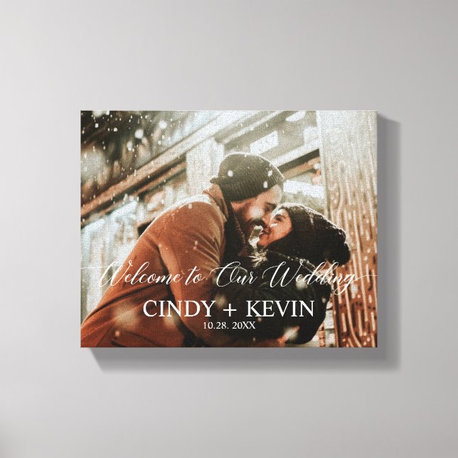Welcome to Our Wedding Custom Wedding Bride Groom Canvas Print (Front)