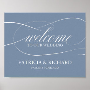 Welcome To Our Wedding Dusty Blue Sign