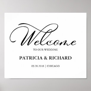 Welcome To Our Wedding Elegant Calligraphy Sign