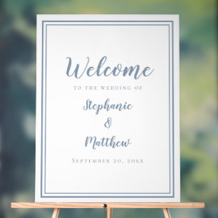 Welcome To Our Wedding Elegant Simple Dusty Blue Acrylic Sign