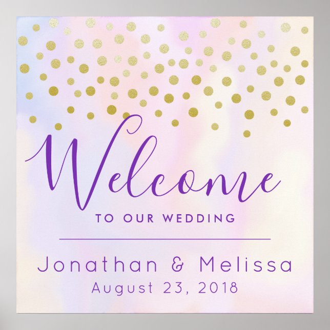 Welcome to our Wedding Faux Gold Confetti Poster (Front)