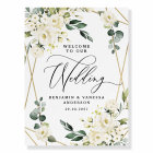 Welcome to Our Wedding Floral Gold Geometric Sign