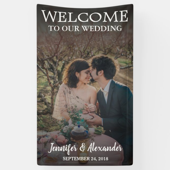 Welcome to our Wedding full photo wedding Banner (Vertical)