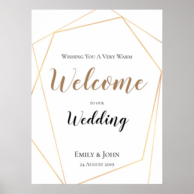 Welcome to our Wedding Gold Geometric Poster (Front)