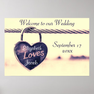 Welcome to our Wedding Heart Padlock Poster