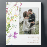 Welcome to our Wedding Photo Wildflower Plaque<br><div class="desc">Wedding Welcome Sign.  Gold Text.  Wildflowers.</div>