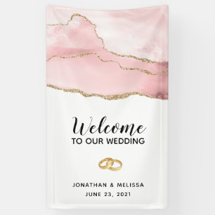 Welcome to our Wedding Pink Blush Agate with Gold Banner