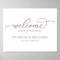 Welcome To Our Wedding Rose Gold Script Poster