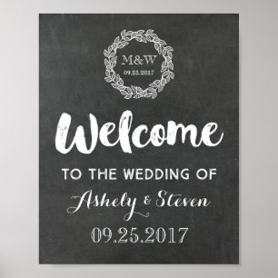 Welcome to our Wedding Sign Chalkboard Wreath